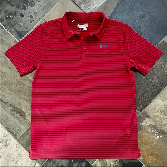 Under Armour•YLG•Performance™ Golf Polo•Red/Navy - Picture 1 of 7